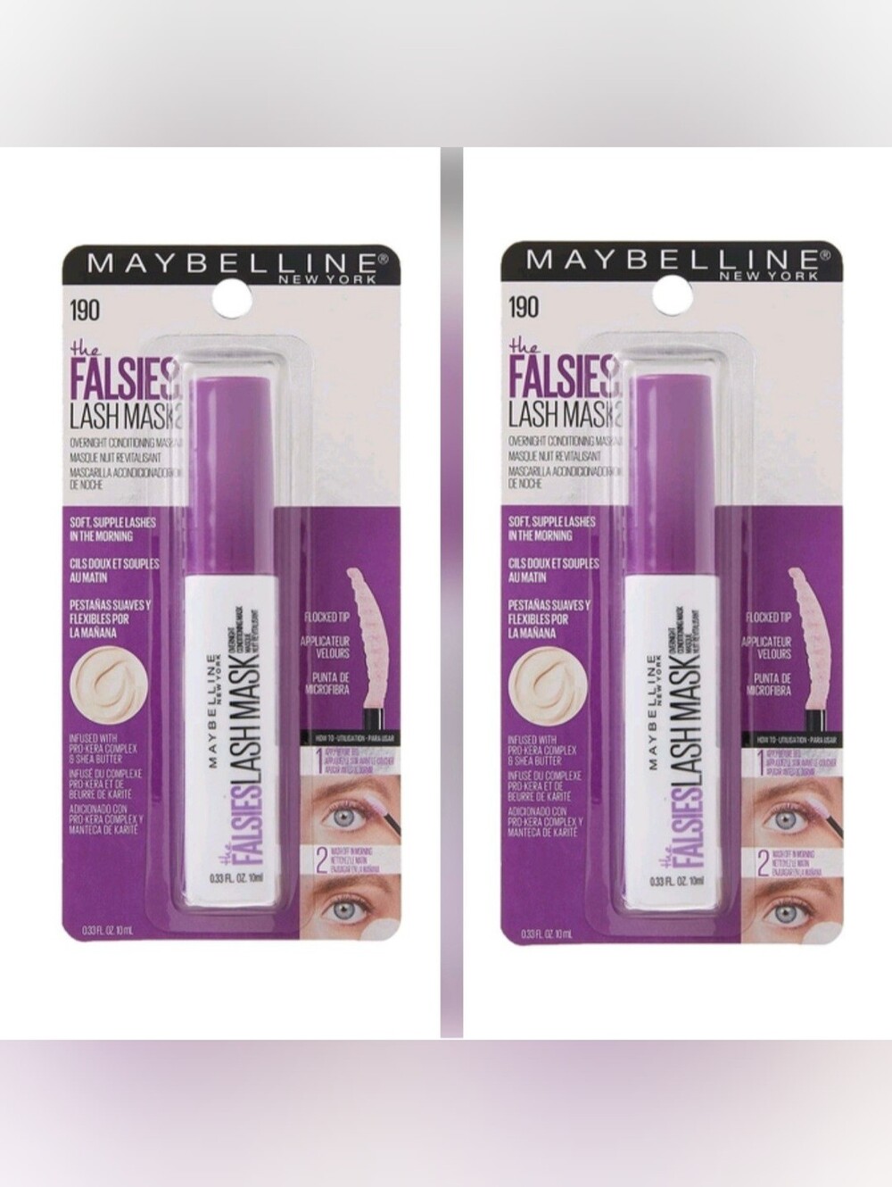 #190 Lot of 2 (two) Maybelline The Falsies Lash Mask Eyelash Conditioner
